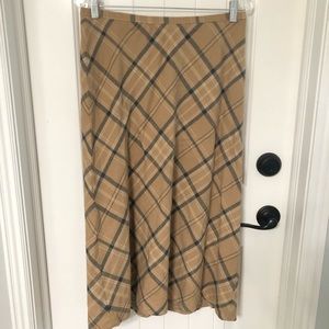 Vintage plaid wool blend midi skirt